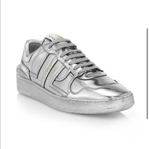 Lanvin low top silver metallic sneakers size 38